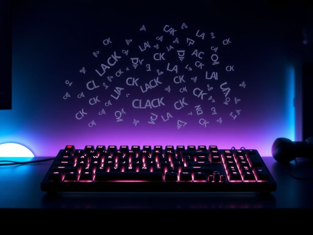 A sleek, futuristic gaming setup where the keyboard glows softly and silently, emphasizing premium build quality.